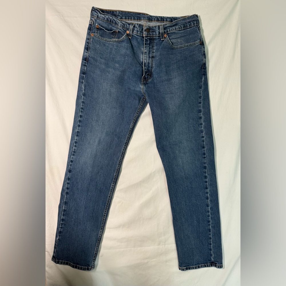 Levis 505 Jeans Mens 36 x‎ 32 Blue Dark Wash Regular Fit Straight Leg A